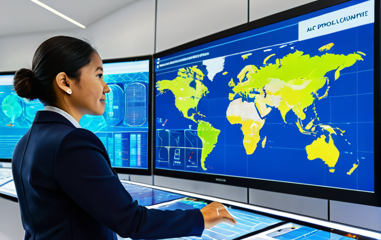 A diverse group of professional logistics experts, male and female, of various ethnicities, in modest business attire, are collaboratively managing a complex global supply chain network. They are standing in a modern, brightly lit command center filled with large holographic displays and interactive digital maps that show interconnected shipping routes across continents. AI-powered dashboards display real-time data on cargo movement, customs clearance, and predictive analytics. In the background, subtly visible are representations of cargo ships, planes, and trains symbolizing international trade. The overall scene emphasizes efficiency, global connectivity, and technological advancement, fully clothed, appropriate attire, professional dress, safe for work, appropriate content, family-friendly, perfect anatomy, correct proportions, natural pose, well-formed hands, proper finger count, natural body proportions.