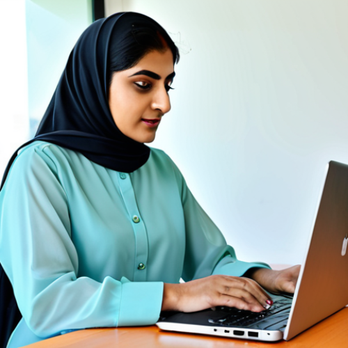 Home 19 **
"A professional Pakistani businesswoman in a modest shalwar kameez, working on a laptop at a modern desk in a bright, open office in Karachi, fully clothed, appropriate attire, safe for work, perfect anatomy, natural proportions, professional, high quality, family-friendly."
**